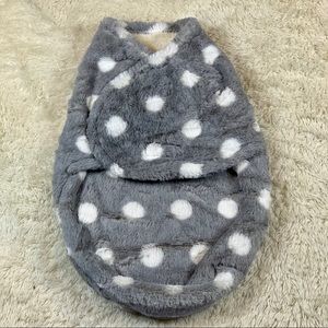 Grey Polka Dots Fleece Swaddle Wrap